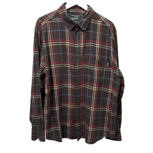 Woolrich Men Button Down Shirt XL Brown Plaid Classic Cabincore Eclectic Grandpa - Picture 1 of 9